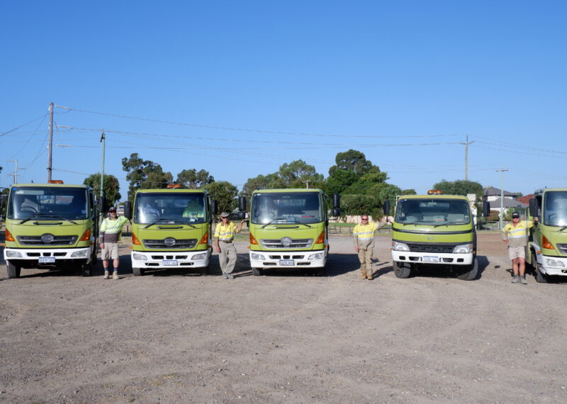 Concrete taxi trucks lined up with franchisees