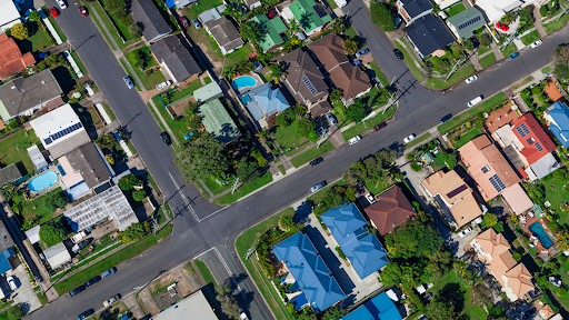 Overview of suburban streets.